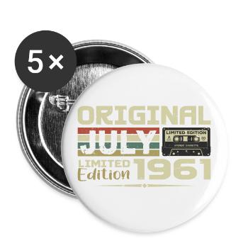 July 1961 Birthday Gift Born in July - Buttons large 2.2''/56 mm (5-pack) - white - Front