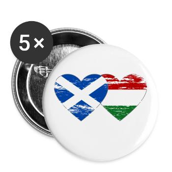 Scotland Hungary flag heart used - Buttons large 2.2''/56 mm (5-pack) - white - Front