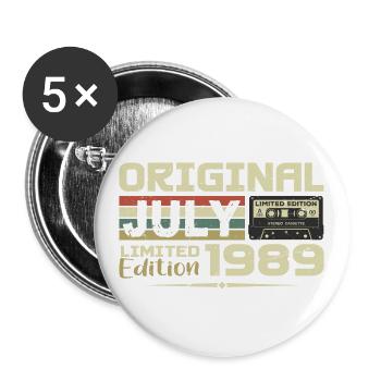 Cadeau D'anniversaire Juillet 1989 Nées en Juillet - Lot de 5 grands badges (56 mm) - blanc - Devant