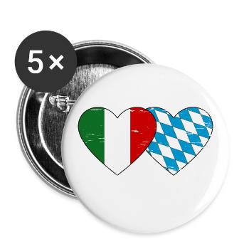 Italy Bavaria Flag Heart used - Buttons large 2.2''/56 mm (5-pack) - white - Front