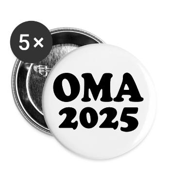 Oma 2025 - Buttons groß 56 mm (5er Pack) - Weiß - Vorne
