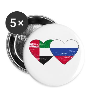 Vereinigte Arabische Emirate Russland Herz - Buttons groß 56 mm (5er Pack) - Weiß - Vorne