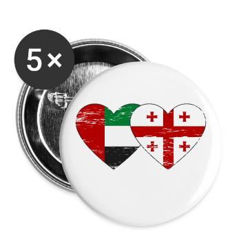 Vereinigte Arabische Emirate Georgien Flagge - Buttons groß 56 mm (5er Pack) - Weiß - Vorne