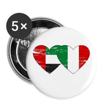 Vereinigte Arabische Emirate Italien Flagge Herz - Buttons groß 56 mm (5er Pack) - Weiß - Vorne