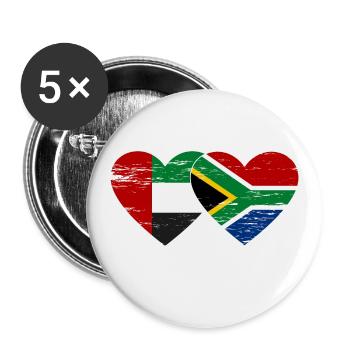 Vereinigte Arabische Emirate Südafrika Flagge Herz - Buttons groß 56 mm (5er Pack) - Weiß - Vorne