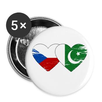 République tchèque Drapeau pakistanais coeur utilisé - Lot de 5 grands badges (56 mm) - blanc - Devant