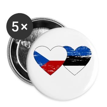 Tschechien Estland Flagge Herz used - Buttons groß 56 mm (5er Pack) - Weiß - Vorne