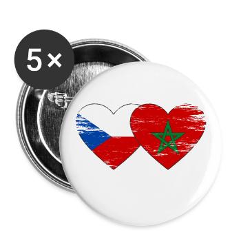 Tschechien Marokko Flagge Herz used - Buttons groß 56 mm (5er Pack) - Weiß - Vorne