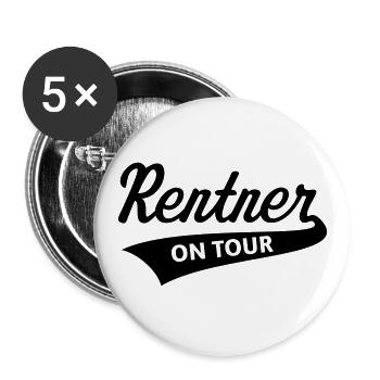 Rentner – On Tour (Rente / Ruhestand / Black) - Buttons groß 56 mm (5er Pack) - Weiß - Vorne
