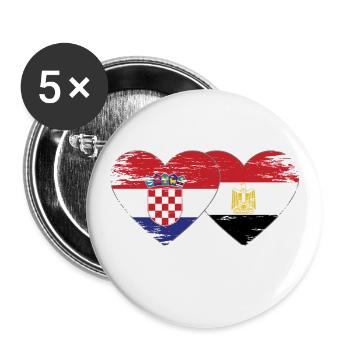Croatia Egypt Flag Hands Heart Shape Used - Buttons large 2.2''/56 mm (5-pack) - white - Front