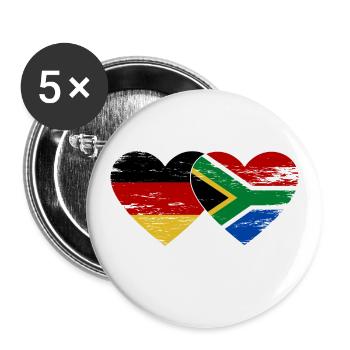 Allemagne Afrique du Sud Drapeau Mains Coeur Forme Utilisé - Lot de 5 grands badges (56 mm) - blanc - Devant