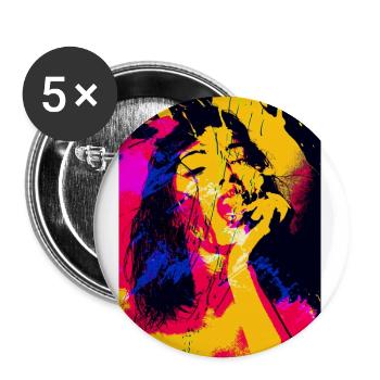 Mädchen malt Kunst - Buttons groß 56 mm (5er Pack) - Weiß - Vorne