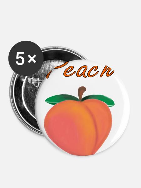 Peach - Pfirsich - Buttons groß 56 mm (5er Pack) - Weiß