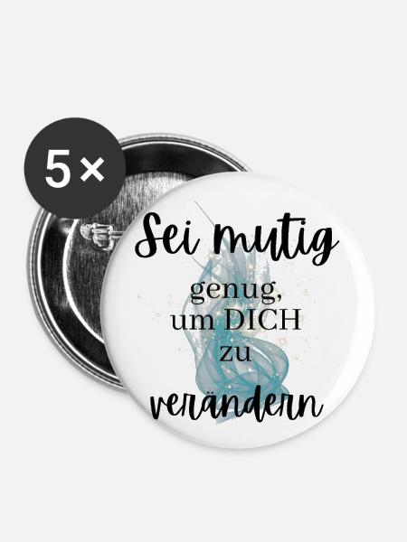 POSITIVE EINSTELLUNG MINDSET Motivation - Buttons groß 56 mm (5er Pack) - Weiß