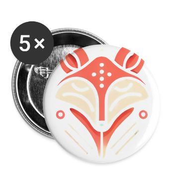 Schlauer und niedlicher Fuchs Minimalistisches Design - Buttons groß 56 mm (5er Pack) - Weiß - Vorne