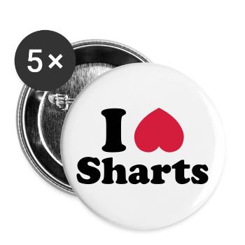 I Heart Sharts - Buttons large 2.2''/56 mm (5-pack) - white - Front