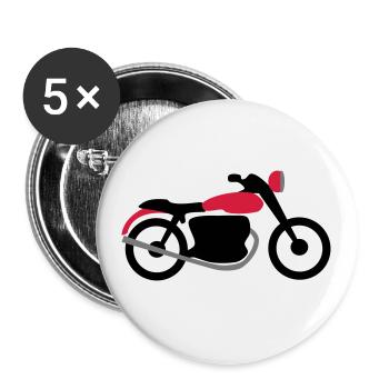 moto - Lot de 5 grands badges (56 mm) - blanc - Devant