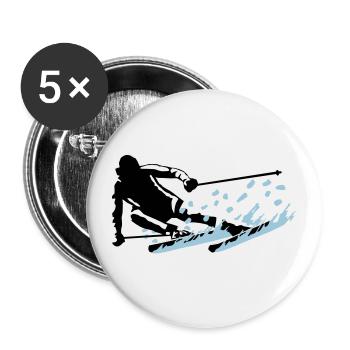 Ski, ski - Lot de 5 grands badges (56 mm) - blanc - Devant