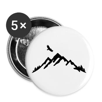 Montagne et aigle - Lot de 5 grands badges (56 mm) - blanc - Devant