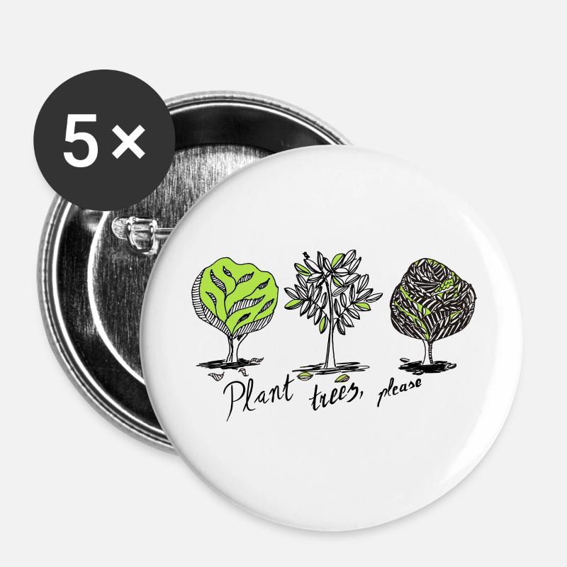Plant trees - Buttons groß 56 mm (5er Pack) - Weiß
