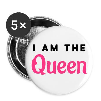 I am the Queen - Buttons groß 56 mm (5er Pack) - Weiß - Vorne