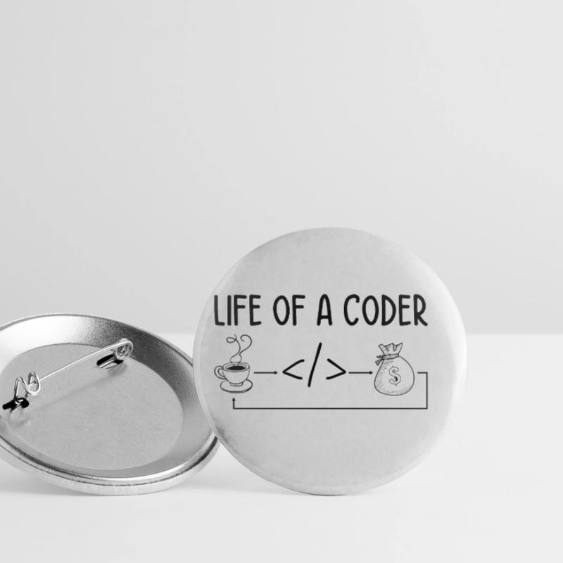 Life Of A Coder Software Developer Programmer Nerd Buttons groß 56 mm (5er Pack)