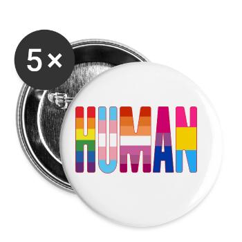 Human Pride Lgbtq Rainbow Transgender Bisexual Lov - Buttons groß 56 mm (5er Pack) - Weiß - Vorne