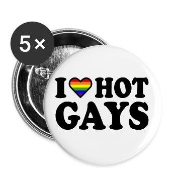 I love hot gays - Buttons large 2.2''/56 mm (5-pack) - white - Front