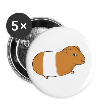 Meerschweinchen - Buttons groß 56 mm (5er Pack) - Weiß - Vorne