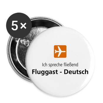 Fluggast Deutsch - Buttons groß 56 mm (5er Pack) - Weiß - Vorne