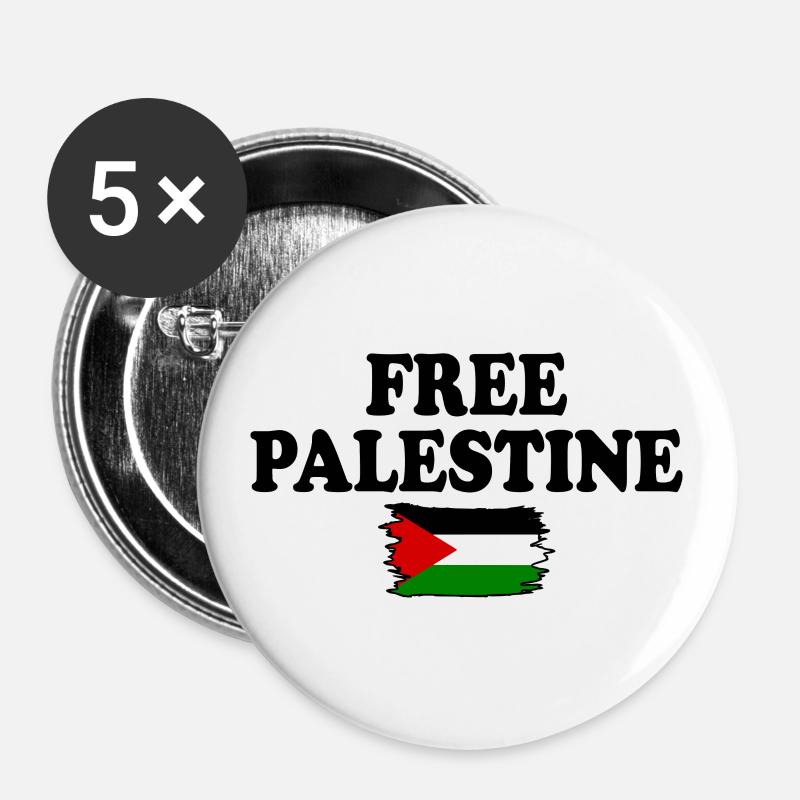 Free palestine - Buttons large 2.2''/56 mm (5-pack) - white