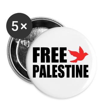 Free palestine - Lot de 5 grands badges (56 mm) - blanc - Devant