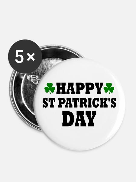 happy st patricks day - Buttons groß 56 mm (5er Pack) - Weiß