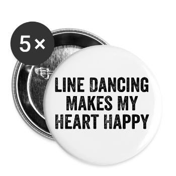 Line Dance macht mein Herz glücklich - Buttons groß 56 mm (5er Pack) - Weiß - Vorne