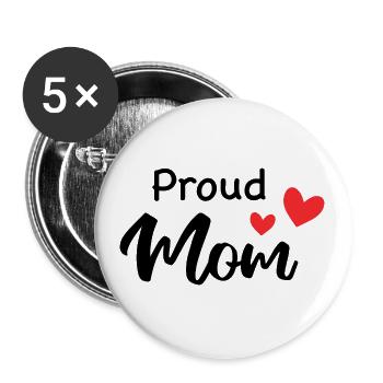Proud Mom - Lot de 5 grands badges (56 mm) - blanc - Devant