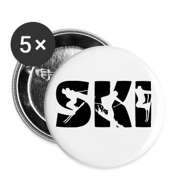 Ski, Skifahren - Buttons groß 56 mm (5er Pack) - Weiß - Vorne