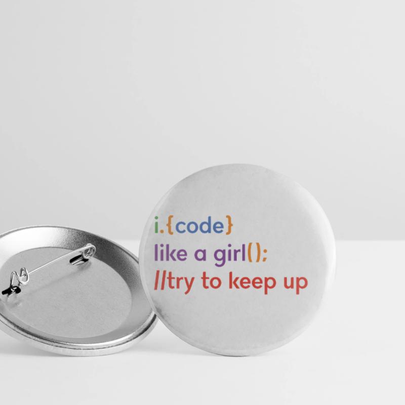 I Code Like A Girl Try To Keep Up Coder Programmer Buttons groß 56 mm (5er Pack)