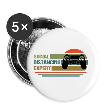 Social Distancing Expert Video Game Player Gaming - Buttons groß 56 mm (5er Pack) - Weiß - Vorne