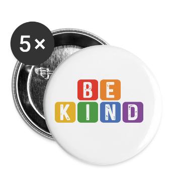 Be Kind Gay Pride Lgbtq Rainbow Transgender Bisexu - Buttons groß 56 mm (5er Pack) - Weiß - Vorne