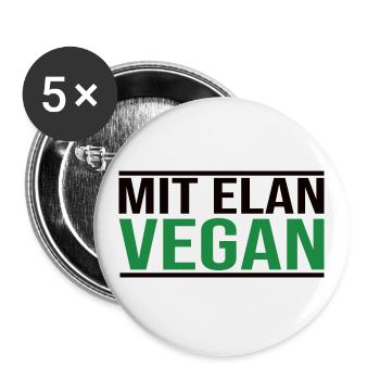 Mit Elan Vegan - Veganer Spruch - Buttons groß 56 mm (5er Pack) - Weiß - Vorne