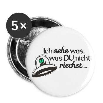 UFO - Ich sehe was - was DU nicht siehst 1 - Buttons groß 56 mm (5er Pack) - Weiß - Vorne