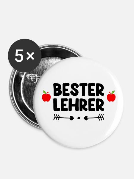 Bester Lehrer - Buttons groß 56 mm (5er Pack) - Weiß
