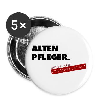 Altenpfleger systemrelevant - Buttons groß 56 mm (5er Pack) - Weiß - Vorne