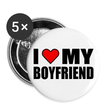 I love my boyfriend - Buttons large 2.2''/56 mm (5-pack) - white - Front