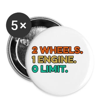 2 Wheels 1 Enginee 0 Limits Dirt Biker Motorcycle - Buttons groß 56 mm (5er Pack) - Weiß - Vorne