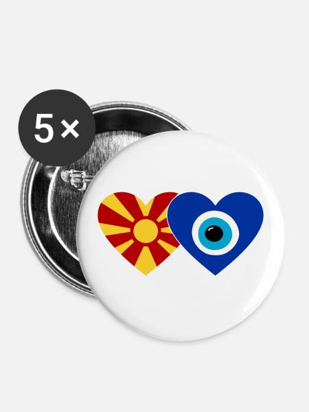 Mazedonien Nazarperle Flagge - Buttons groß 56 mm (5er Pack) - Weiß