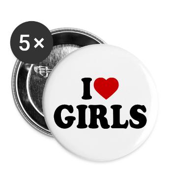 I love girls - Lot de 5 grands badges (56 mm) - blanc - Devant