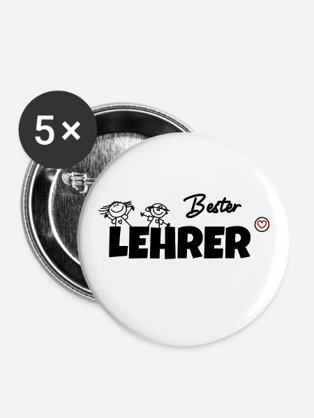 Bester Lehrer - Buttons groß 56 mm (5er Pack) - Weiß