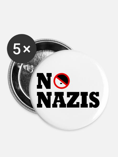 No nazis - Buttons groß 56 mm (5er Pack) - Weiß