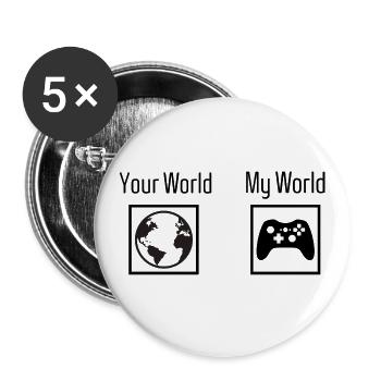 Gaming - your world my world - Buttons large 2.2''/56 mm (5-pack) - white - Front